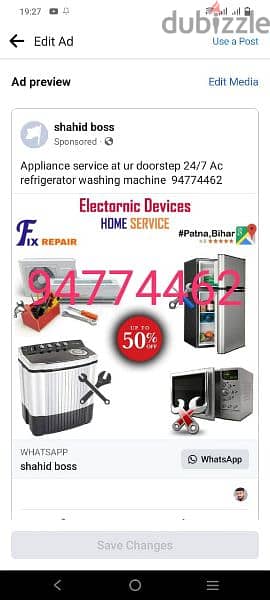 Appliance at ur doorstep 24/7 Ac refrigerator washing machine