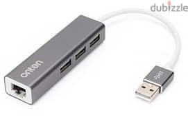 Onten USB 2.0 to 3 port Hub with fast Ethernet Adapter 0