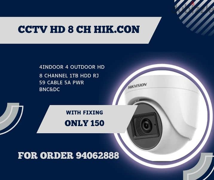 installation Fixing CCTV camera Full HD Hik Vision offer 0