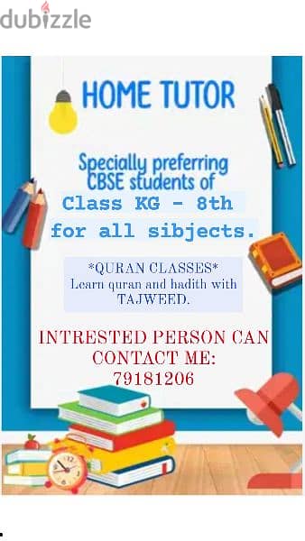 Tuitions for class kG- 8th 0