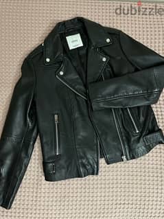 Leather biker jacket Mango 0