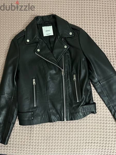 Leather biker jacket Mango 1