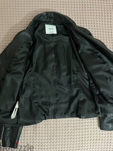 Leather biker jacket Mango 3
