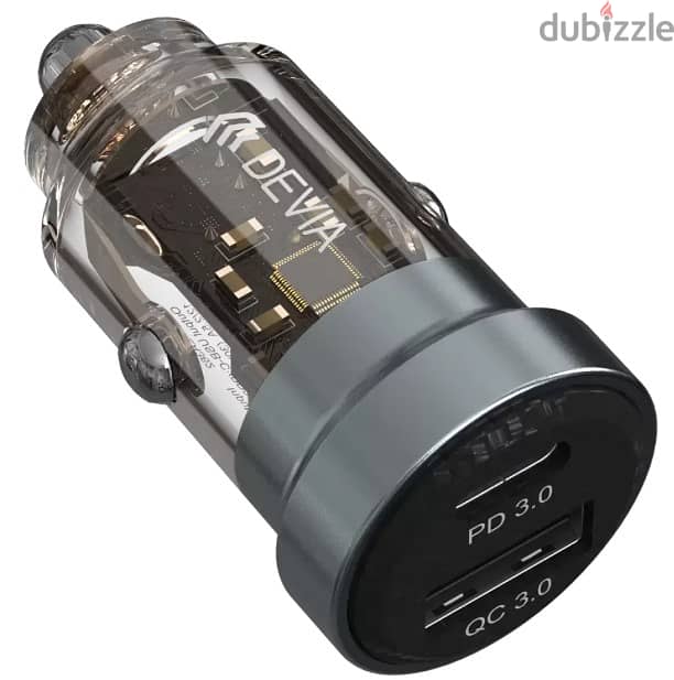 Devia Punk Style Car Charger 30W Type C And A port EA362 (BoxPack) 0