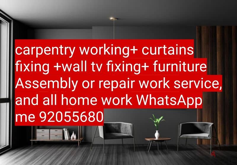 carpenter/furniture fix,repair/shifthing/curtains,tv fix in wall/ikea 8