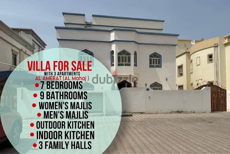 Villa for sale in AL-Amerat (AL-Mahaj) with 3 apartments 0