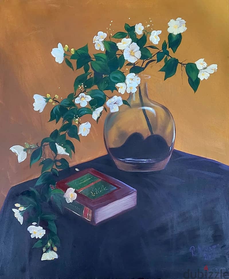 White flowers painting 0