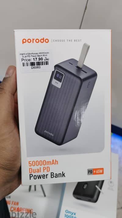 Porodo 50000mAh Dual Pd power bank 65w PD CH025 (Box Packed)