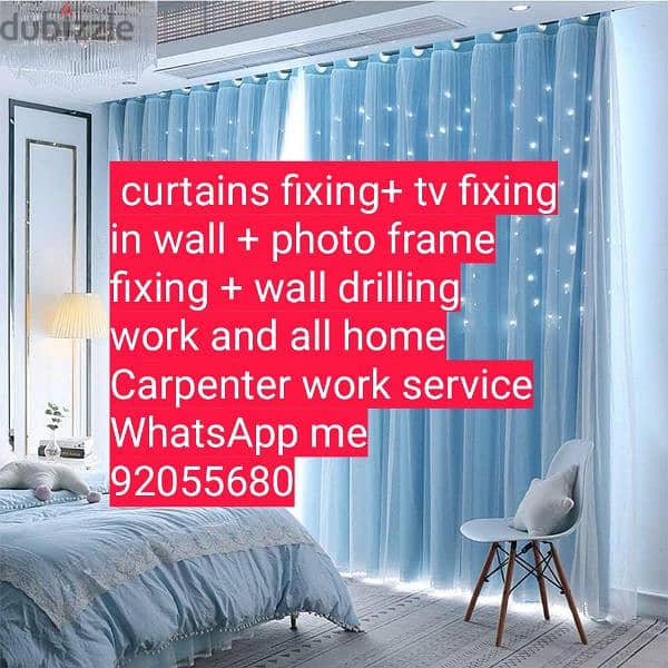 carpenter/curtains,tv fix in wall/furniture fix,repair/ikea fix, 8