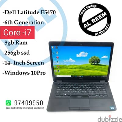 dell core i7 8gb ram 256gb ssd 14 inch screen windows 10pro