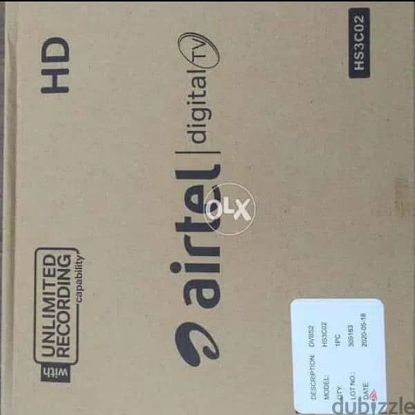 Airtel hd receiver with 6months tamil telgu kannada malyalam packag. . 0