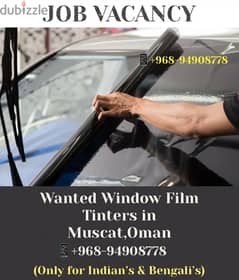 Wanted experienced person for window film tinting 0