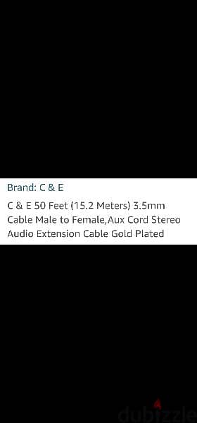 3.5 mm Aux cable 50 feet 3