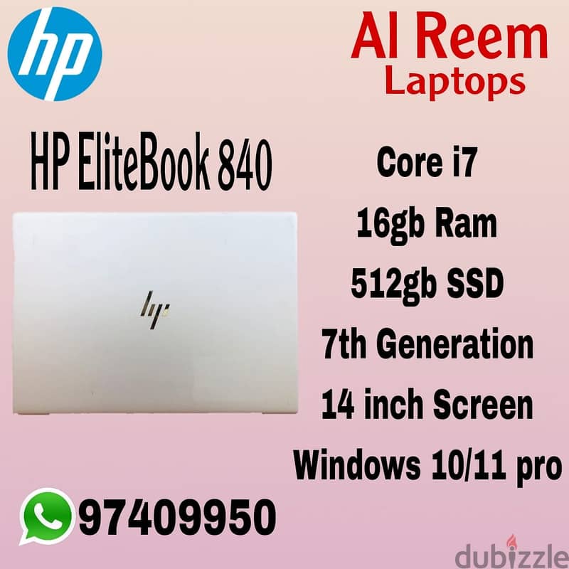 HP ELITREBOOK 840 CORE I7 16GB RAM 512GB SSD 14 INCH SCREEN 0
