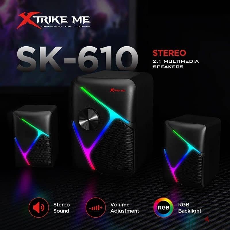 Xtrike ME SK-610 Stereo Sound 2.1 Multimedia Speakers Rgb (Brand-New) 1