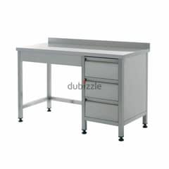 stainless steel table with drawers
