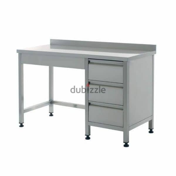 stainless steel table with drawers 0