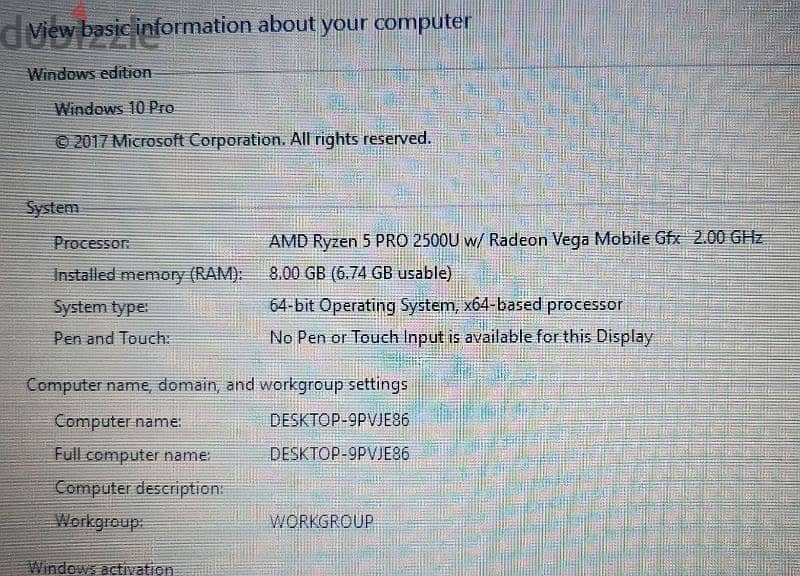 Lenovo Ryzon pro 5
Ram 8GB 
256GB ssd 3