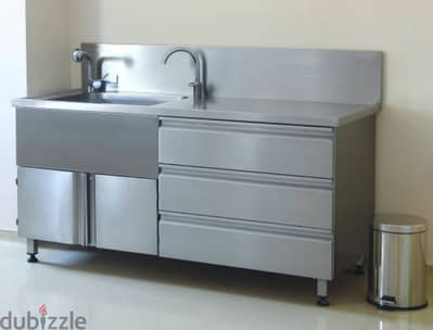 stainless steel sink 1.5 meter with cabinet