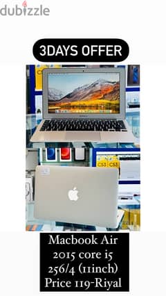 apple macbook Air 2015 core i5 256gb/4gbram 11 inch 0