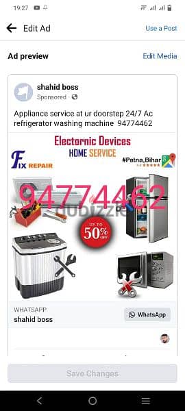 Appliance service at ur doorstep 24/7 Ac refrigerator washing machine 0