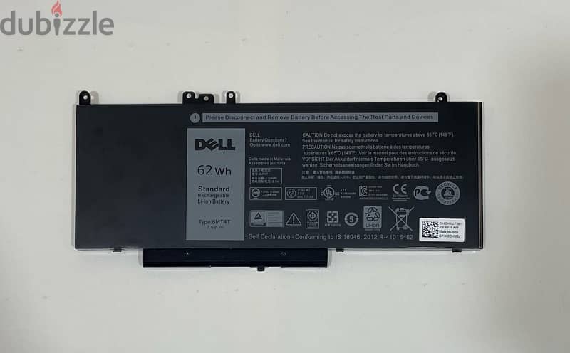 Dell Battery 7.6V 62Wh 6MT4T COMPATIBLE WITH E5470 E5570 4