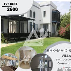 ADV**912 Beachfront 4bhk+Study villa for rent in Shatti Qurum