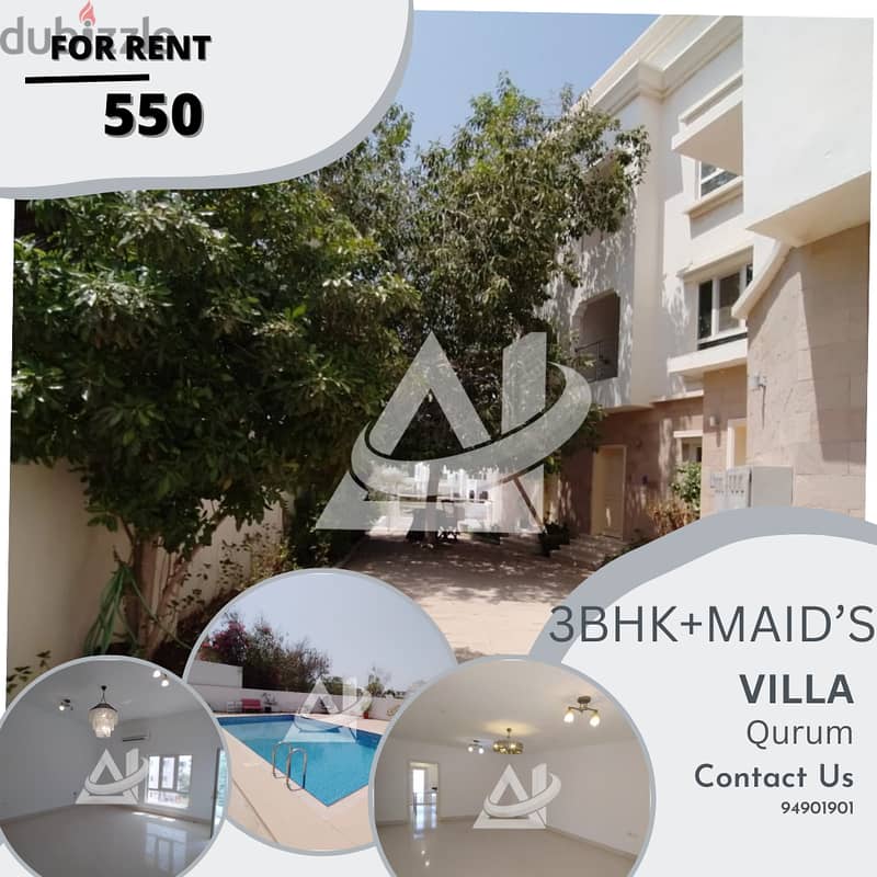 ADV925** 3bhk + maid's villa for rent in complex located in qurum heig 0
