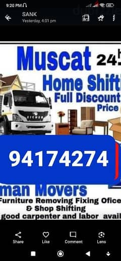 Muscat furniture shifting and Movers tarnsport 0