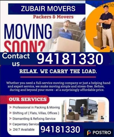 Movers and packing House office villa stor furniture fixing transport