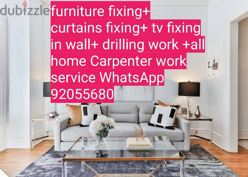 carpenter/furniture fix repair/shifthing/curtains, tv fixing in wall/ 3