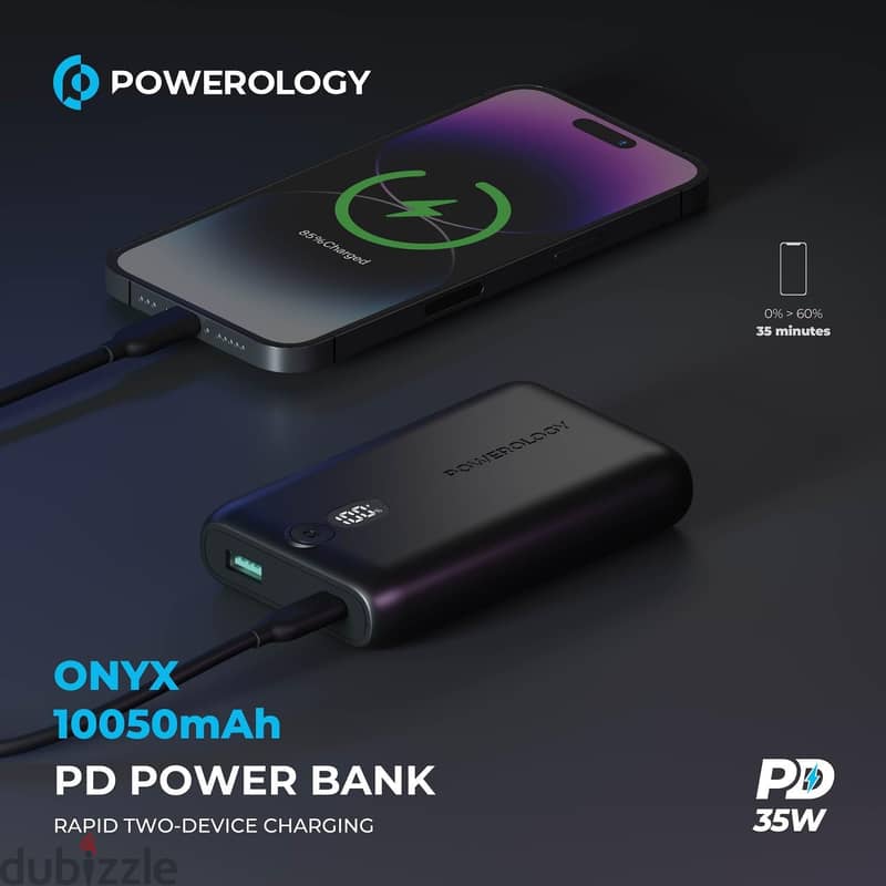 Powerology Onyx 10050mAh PD power Bank PD34W PPBCHA18 (Brand-New) 2