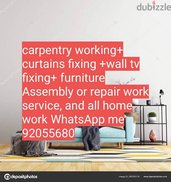 carpenter/curtains,tv,wallpaper fix in wall/furniture fix,repair/ikea 7