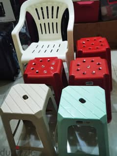 3 Red Plastic chairs