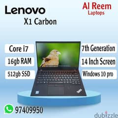 LENOVO X1 CARBON CORE I7 16GB RAM 256GB SSD 14 INCH SCREEN