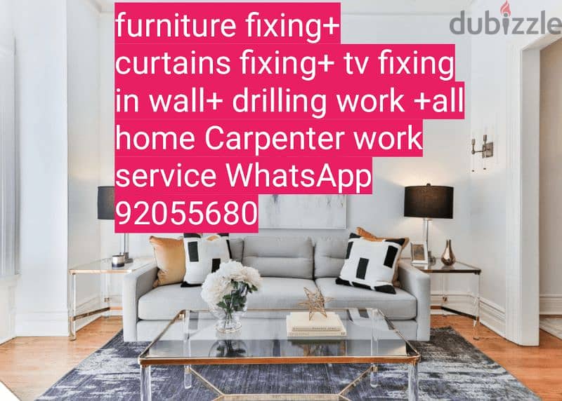 carpenter/furniture fix,repair/curtains,tv,wallpaper fixing  in wall/ 4