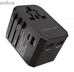 Powerology Universal Travel Adapter 2.4A + PD 45 - Black (Brand-New) 0