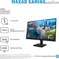HP GAMING MONITOR 32 INCH 165GHZ OPEN BOX 0