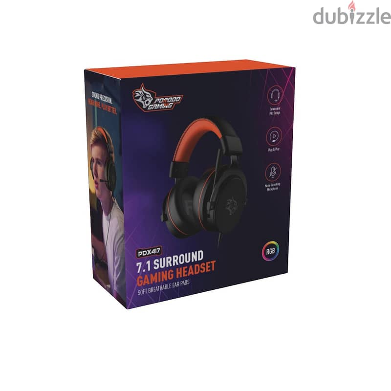 Porodo 7.1 Surround Gaming Headset breathable Ear Pads (Brand-New) 2