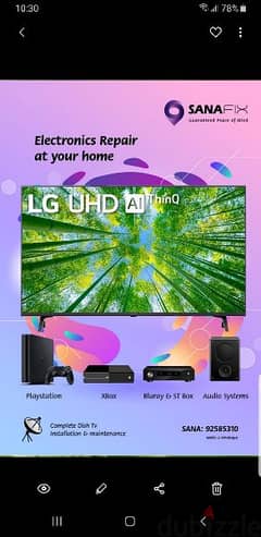 LG Sony Samsung TCL Nikai all smart Led lcd TV repairing home service
