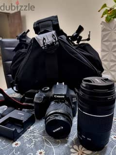 Canon EOS 4000D for sale with charger and gaden side bag.