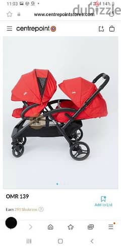 Joie Red Evalite Duo twin stroller . Excellent condition