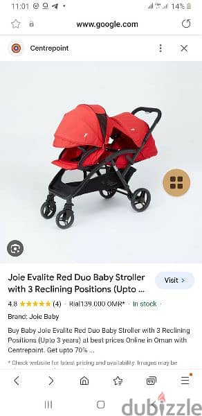 Joie Red Evalite Duo twin stroller . Excellent condition 2