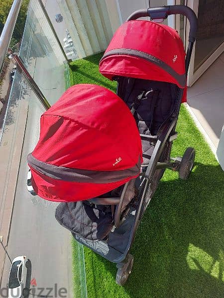 Joie Red Evalite Duo twin stroller . Excellent condition 10