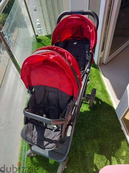 Joie Red Evalite Duo twin stroller . Excellent condition 14