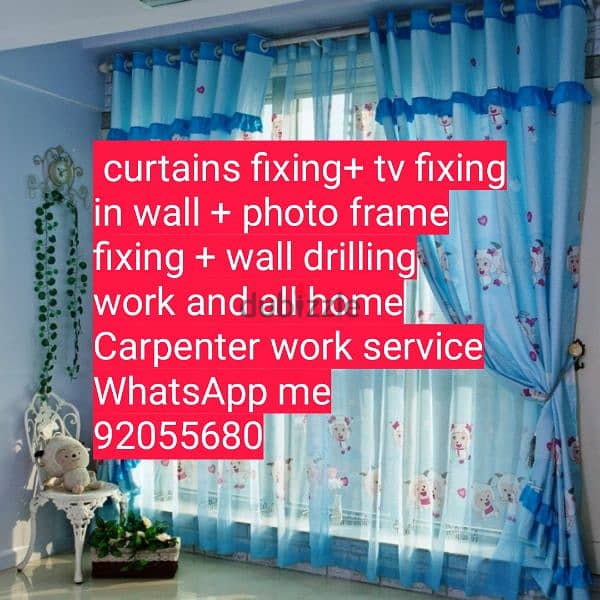 curtains,tv,wallpaper fix in wall,drilling,ikea work/Carpenter/repair 1