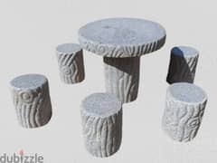 Round Granite Stone Table Set