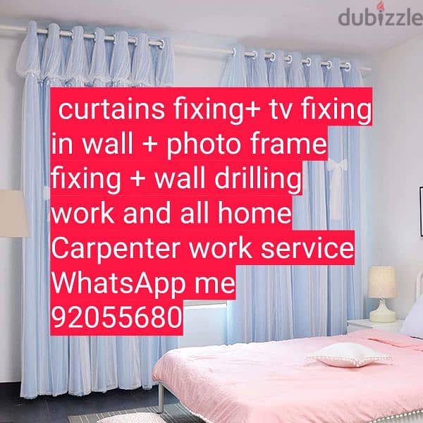 carpenter,curtains,tv,wallpaper fix in wall,drilling,ikea, lock open, 3