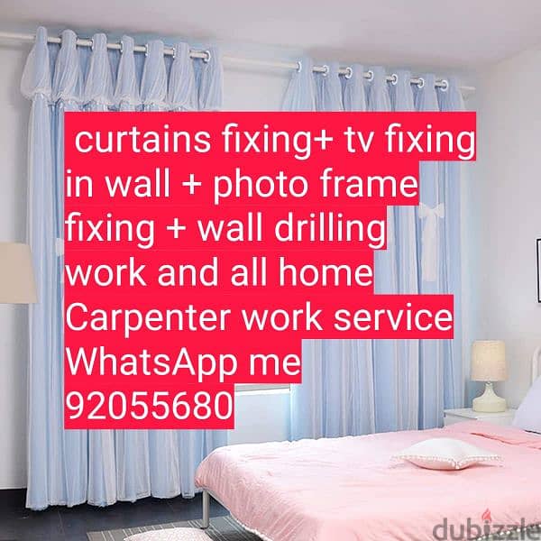 carpenter,curtains,tv,wallpaper fix in wall,drilling,ikea, lock open, 1