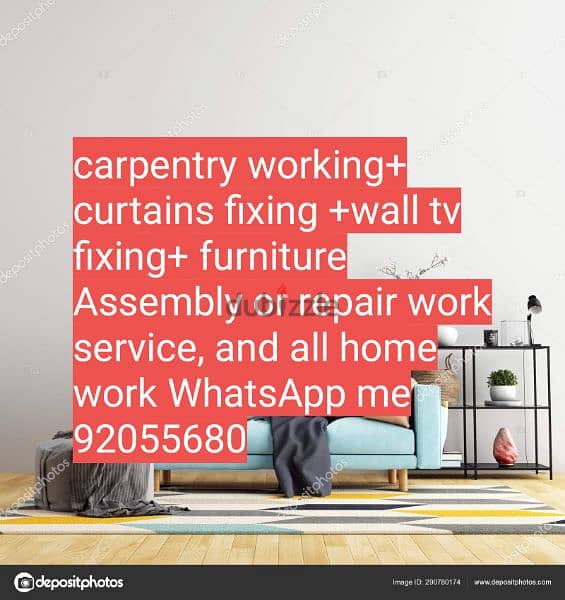 carpenter,curtains,tv,wallpaper fix in wall,drilling,ikea, lock open, 7